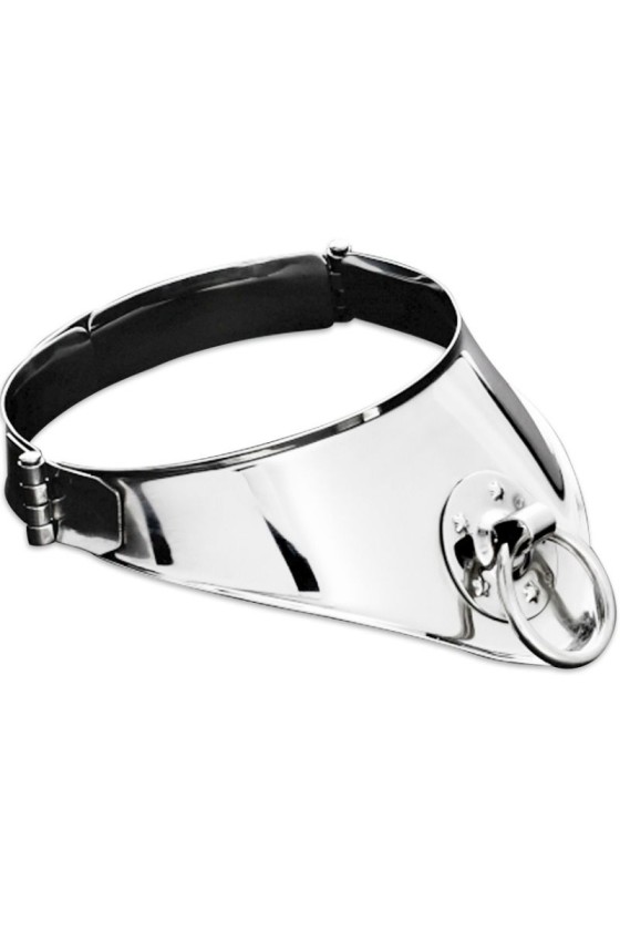 METAL HARD - RESTRAINT COLLAR WITH RING AND PADLOCK 12.5 CM