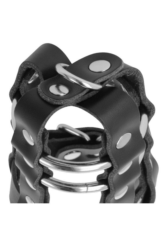 DARKNESS - LEATHER CHASTITY CAGE WITH LOCK