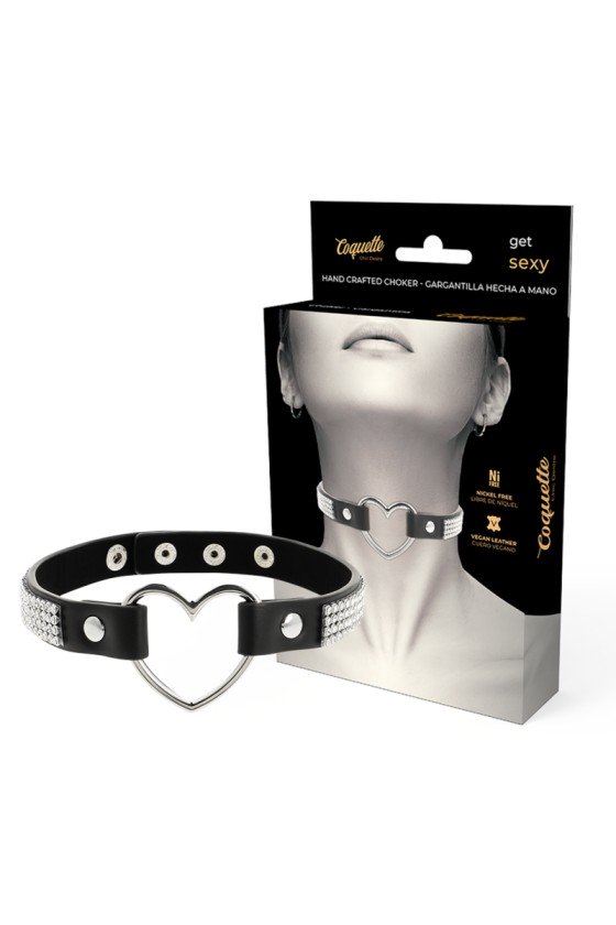 COQUETTE - CHIC DESIRE VEGAN LEATHER CHOKER WITH HEART