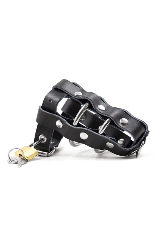 OHMAMA FETISH - LEATHER SHEATH WITH METAL RINGS AND PADLOCK