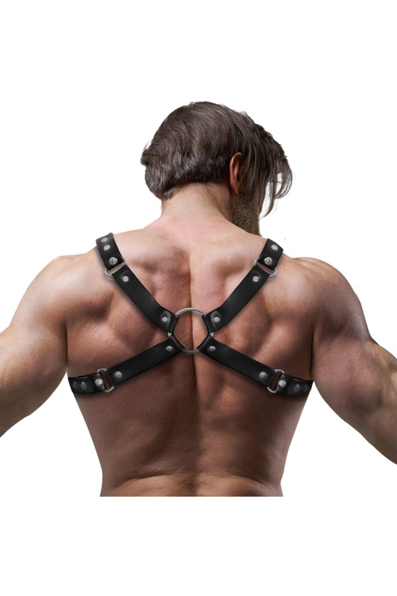 FETISH SUBMISSIVE ATTITUDE - MEN'S ECO-LEATHER BULLDOG CHEST HARNESS SIZE M/L