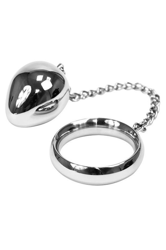 METAL DURO - ANILLO PARA EL PENE 40MM + CADENA CON BOLA DE METAL