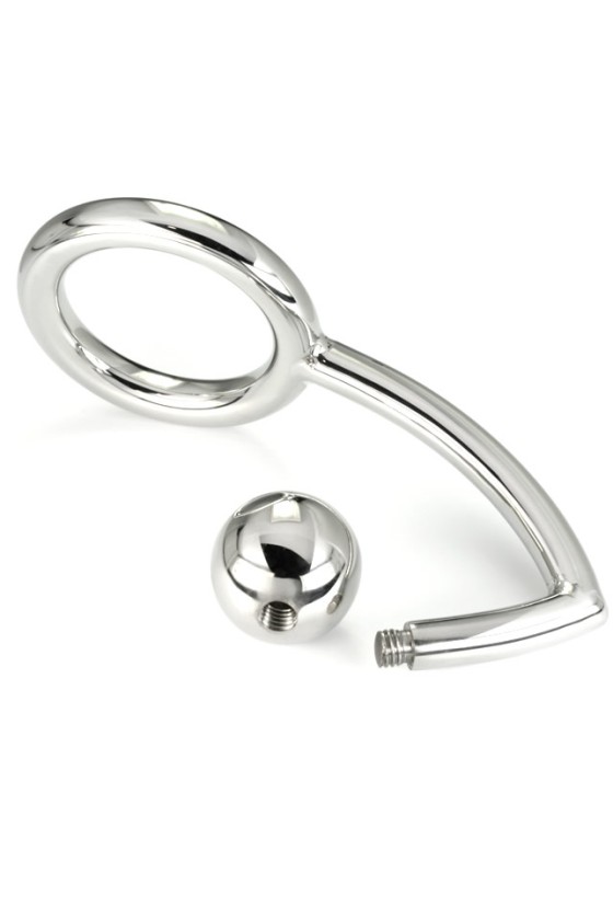 METAL HARD - ANNEAU COCK RING AVEC CROCHET INTRUS ANAL 45MM