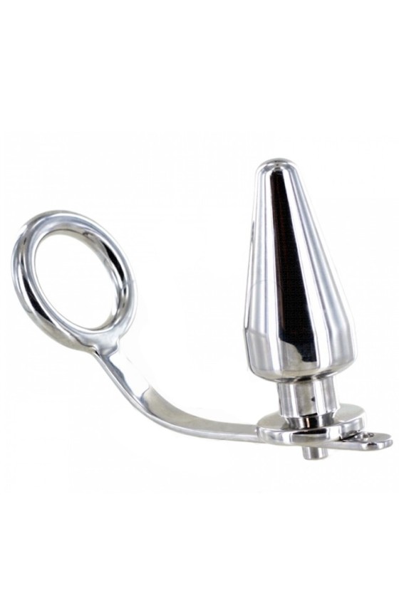 METAL HARD - STEEL RING WITH ANAL PLUG 80 X 55 MM