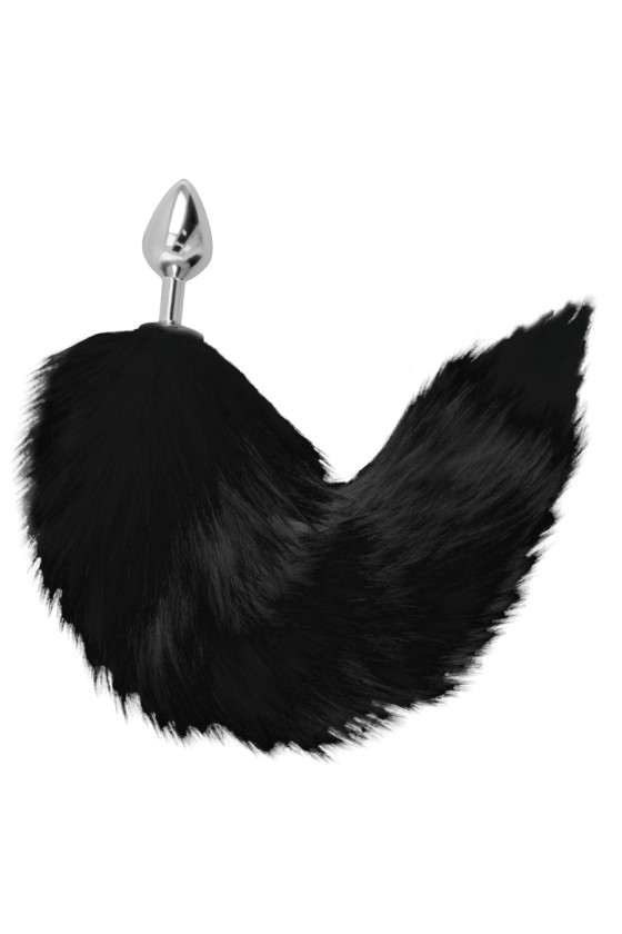 DARKNESS - SILVER ANAL PLUG 8 CM WITH BLACK TAIL