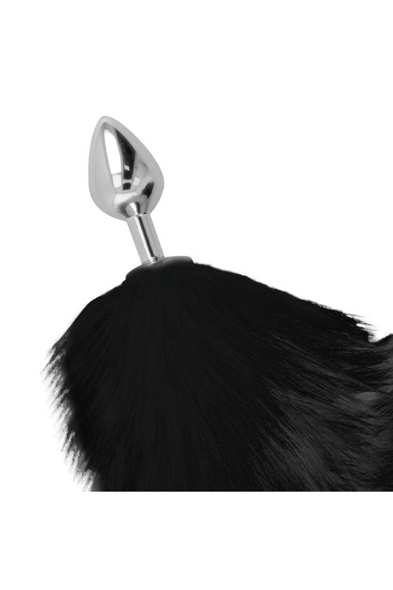 DARKNESS - SILVER ANAL PLUG 8 CM WITH BLACK TAIL