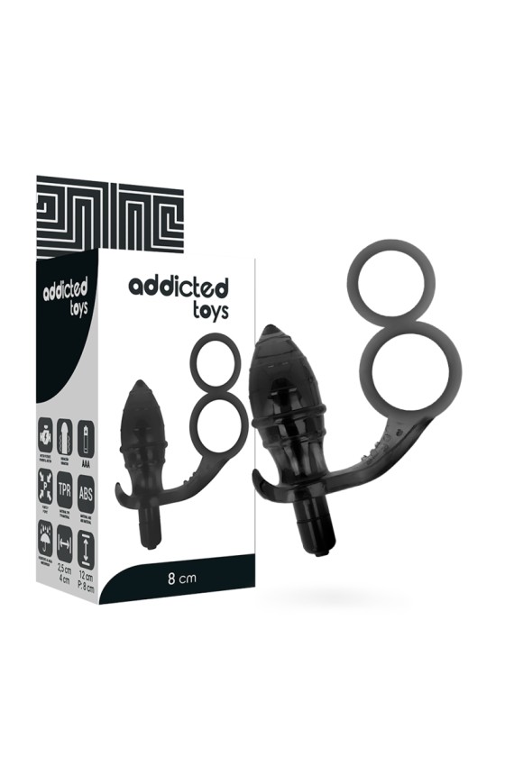 ADDICTED TOYS - PLUG ANAL AVEC DOUBLE ANNEAU NOIR