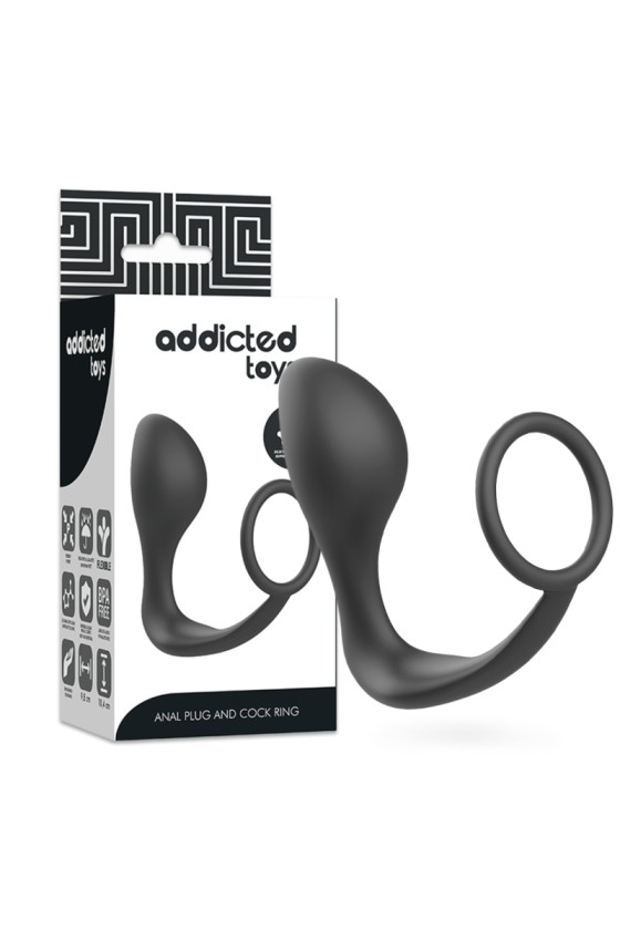 ADDICTED TOYS - PLUG ANAL CON ANILLO DE SILICONA NEGRO