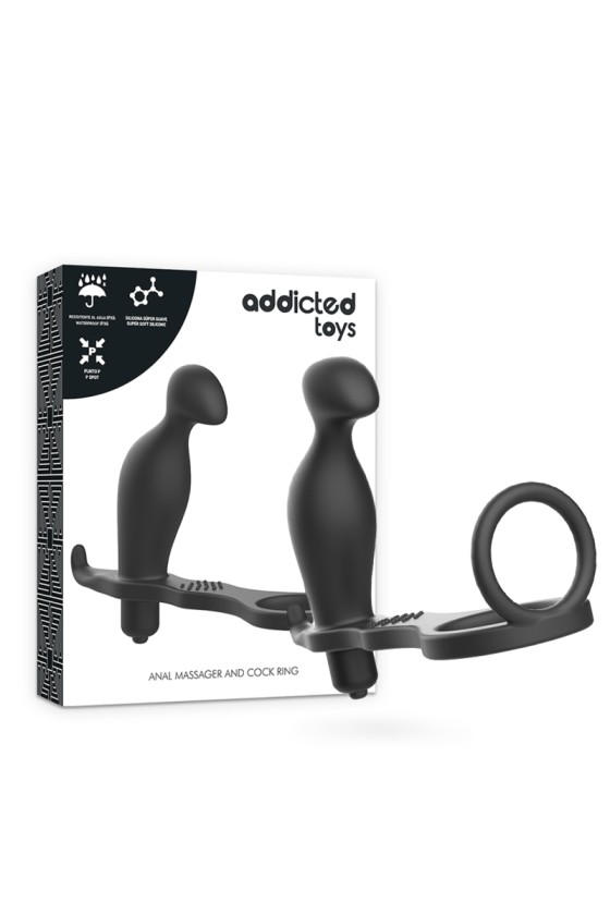 ADDICTED TOYS - PLUG ANAL CON ANILLO DE SILICONA NEGRO 12 CM