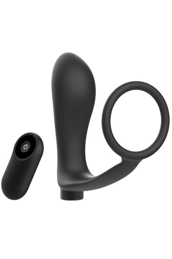 ADDICTED TOYS - ANELLO PER PENE CON TELECOMANDO PLUG ANALE NERO RICARICABILE