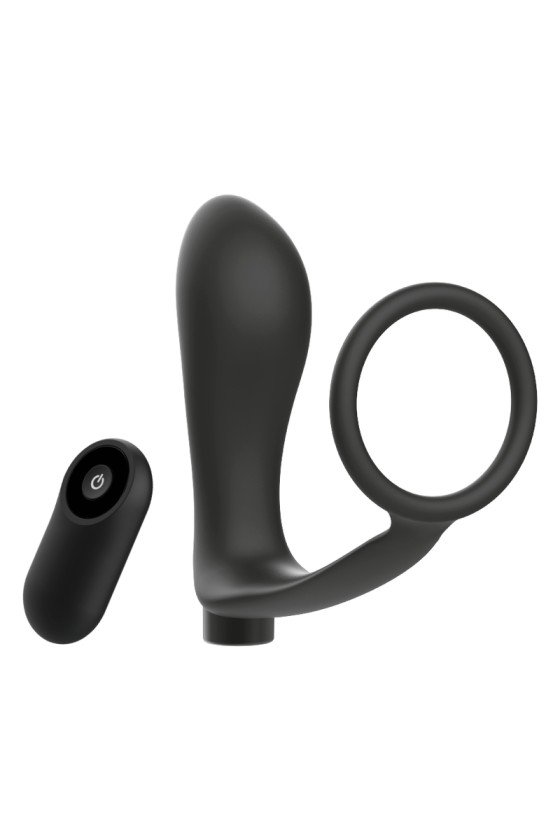 ADDICTED TOYS - PENIS RING WITH REMOTE CONTROL ANAL PLUG BLACK RECHARGEABLE