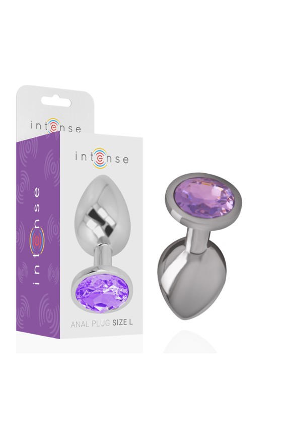 INTENSE - ALUMINUM METAL ANAL PLUG WITH VIOLET CRYSTAL SIZE S