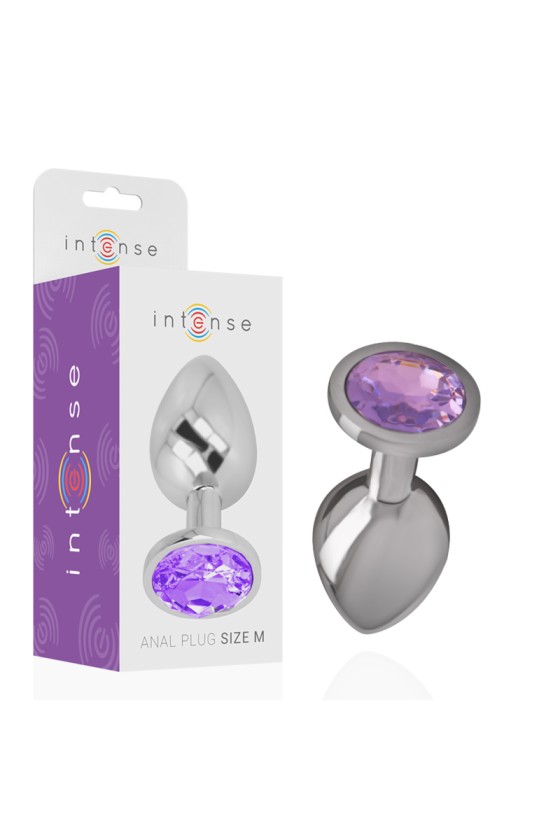 INTENSE - ALUMINUM METAL ANAL PLUG WITH VIOLET CRYSTAL SIZE M