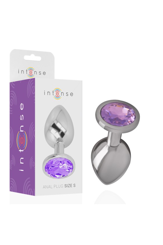 INTENSE - ALUMINUM METAL ANAL PLUG WITH VIOLET CRYSTAL SIZE L