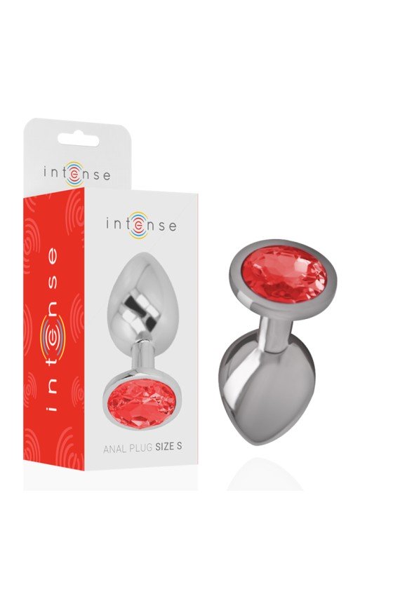 INTENSE - PLUG ANAL EN MÉTAL ALUMINIUM AVEC CRISTAL ROUGE TAILLE S