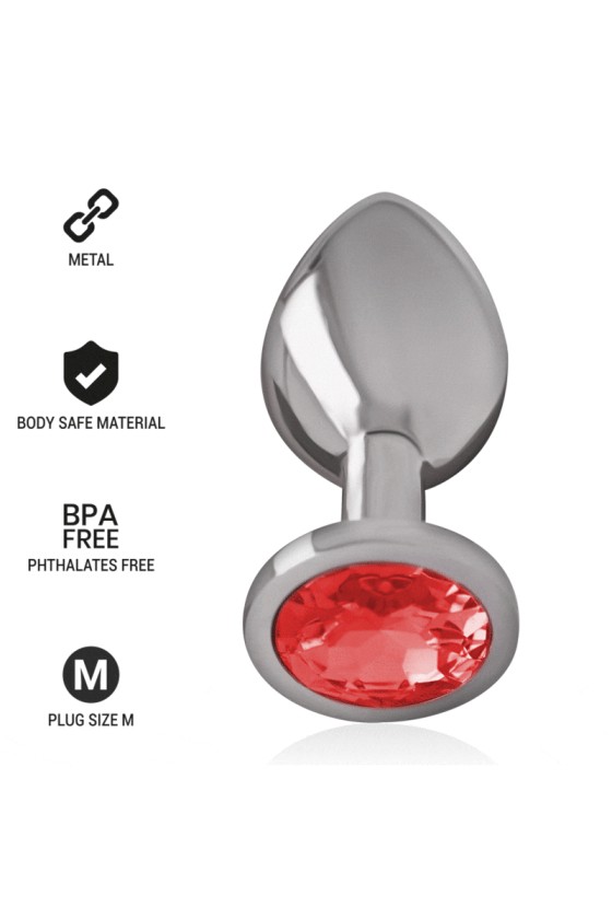 INTENSE - PLUG ANAL DE METAL CON CRISTAL ROJO TALLA M