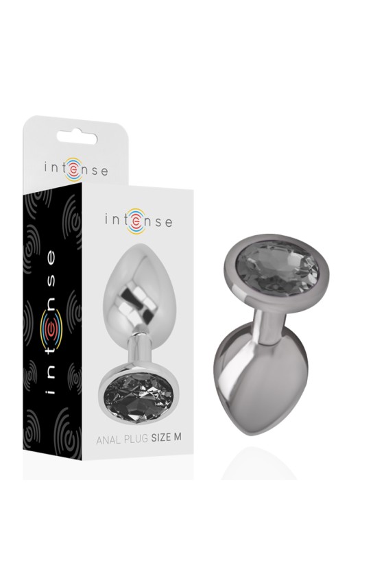 INTENSE - ALUMINUM METAL ANAL PLUG WITH BLACK GLASS SIZE M