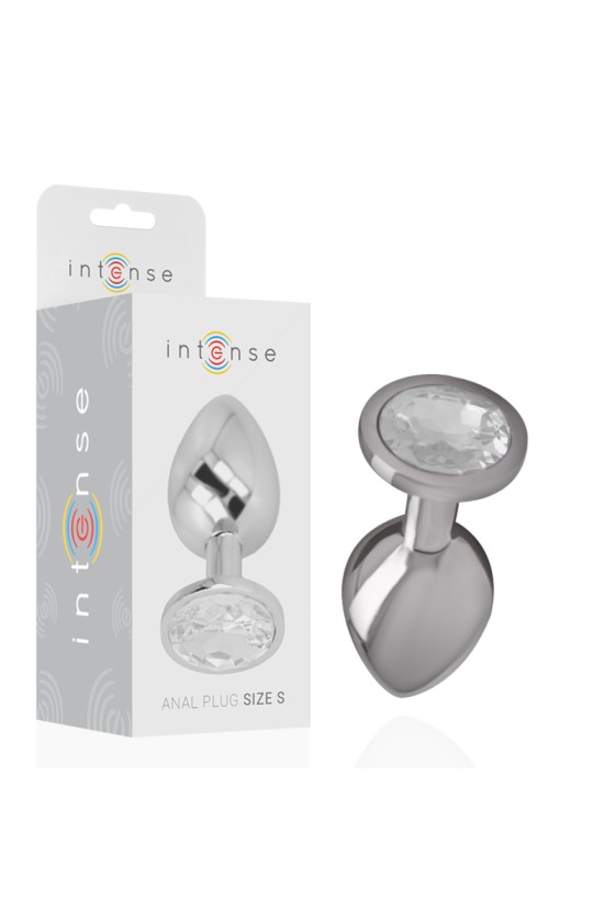 INTENSE - ALUMINUM METAL ANAL PLUG WITH SILVER CRYSTAL SIZE S