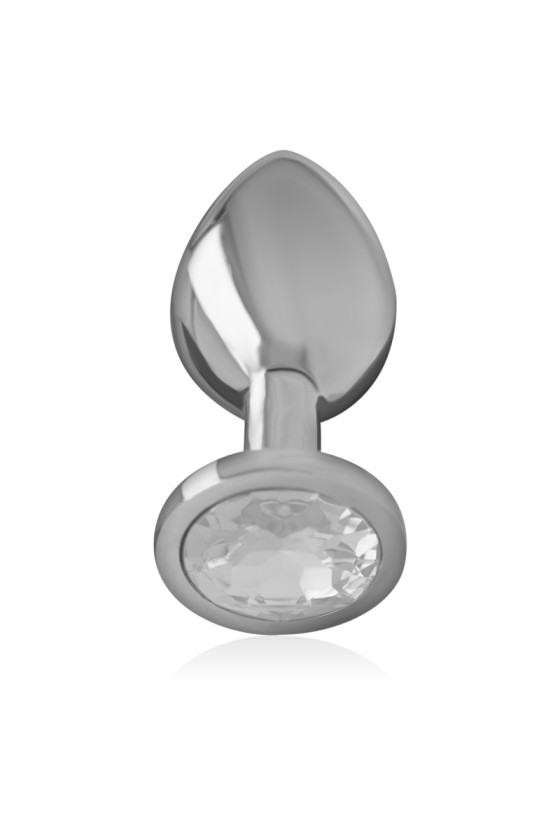 INTENSE - ALUMINUM METAL ANAL PLUG WITH SILVER CRYSTAL SIZE S