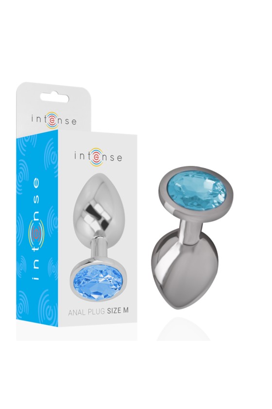 INTENSE - ALUMINUM METAL ANAL PLUG WITH BLUE GLASS SIZE M