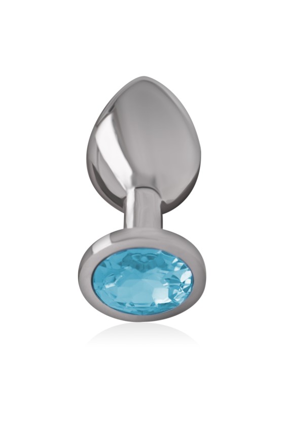 INTENSE - PLUG ANAL EN MÉTAL ALUMINIUM AVEC CRISTAL BLEU TAILLE L