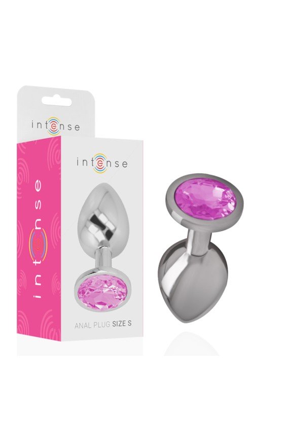 INTENSE - ALUMINUM METAL ANAL PLUG WITH PINK CRYSTAL SIZE S