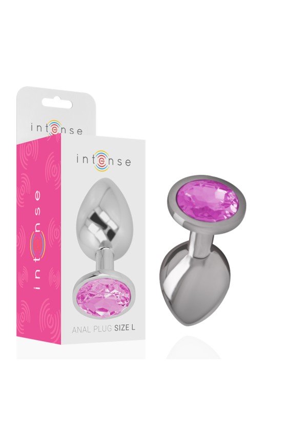 INTENSE - ALUMINUM METAL ANAL PLUG WITH PINK CRYSTAL SIZE L