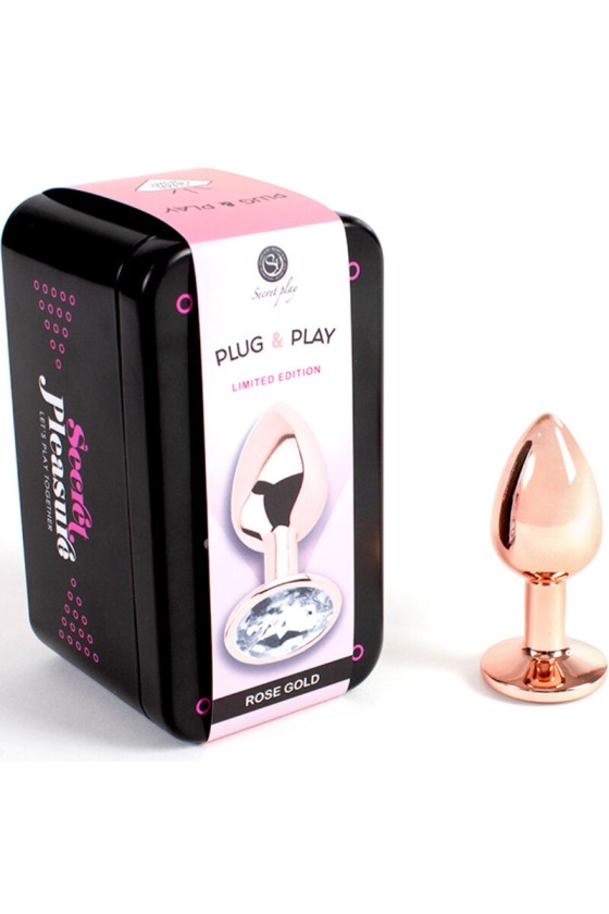 SECRETPLAY - PLUG ANAL DE METAL ORO ROSA TAMAÑO PEQUEÑO 7 CM