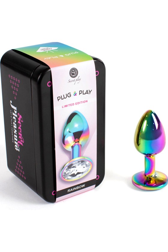 SECRETPLAY - PLUG ANAL DE METAL ARCO IRIS TAMAÑO PEQUEÑO 7 CM