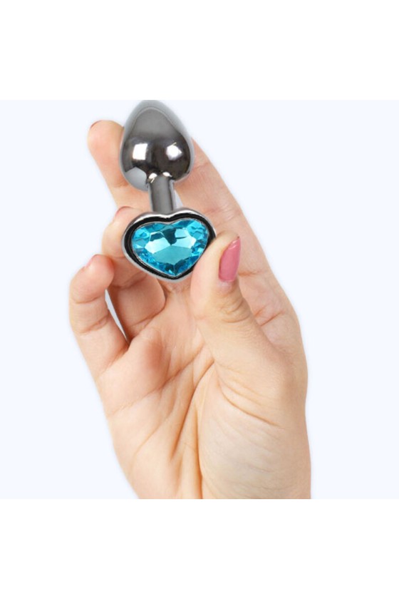 SECRETPLAY - PLUG ANAL DE METAL CORAZÓN AZUL TAMAÑO PEQUEÑO 7 CM