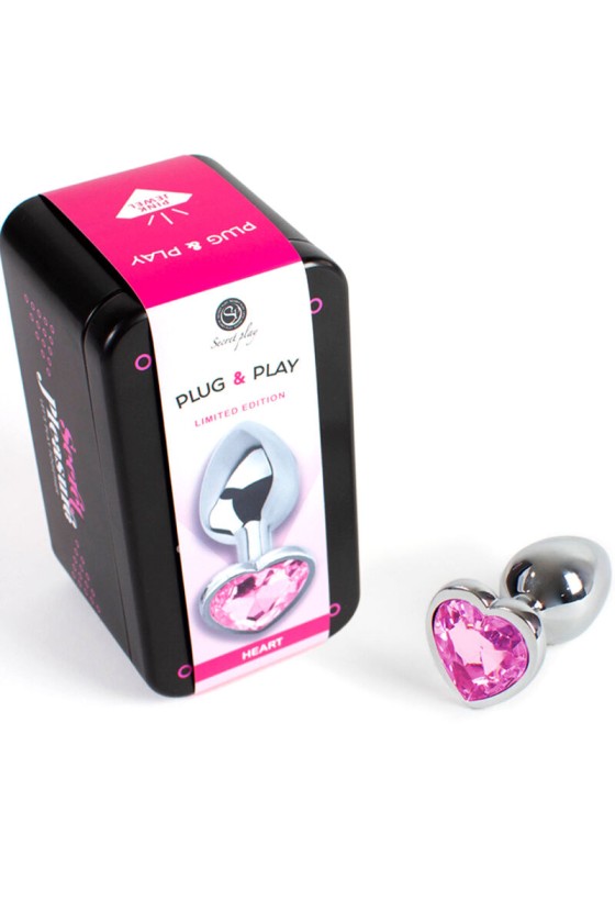 SECRETPLAY - BUTT PLUG AUS METALL FUCHSIA HERZ KLEINE GRÖSSE 7 CM