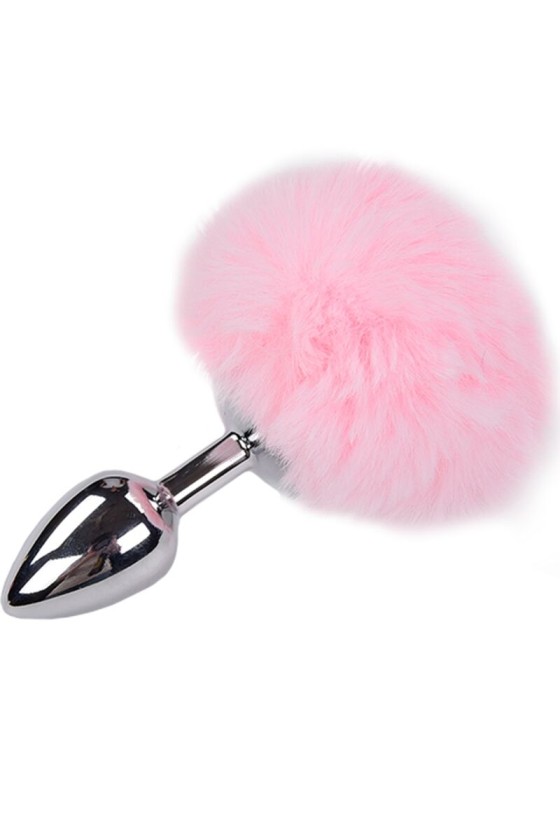 ALIVE - ANAL PLEASURE PLUG SMOOTH METAL FLUFFY PINK SIZE M