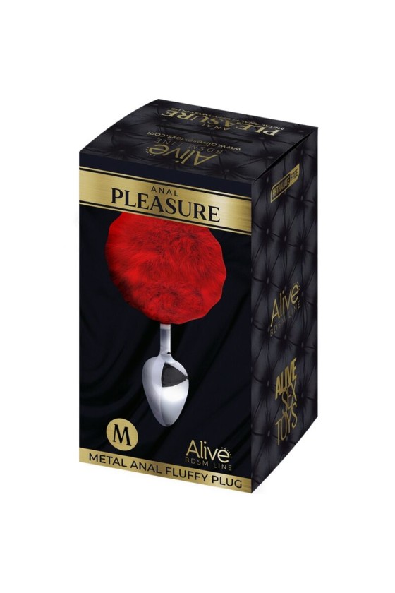 ALIVE - PLUG DE PLACER ANAL LISO METAL FLUFFY ROJO TALLA M