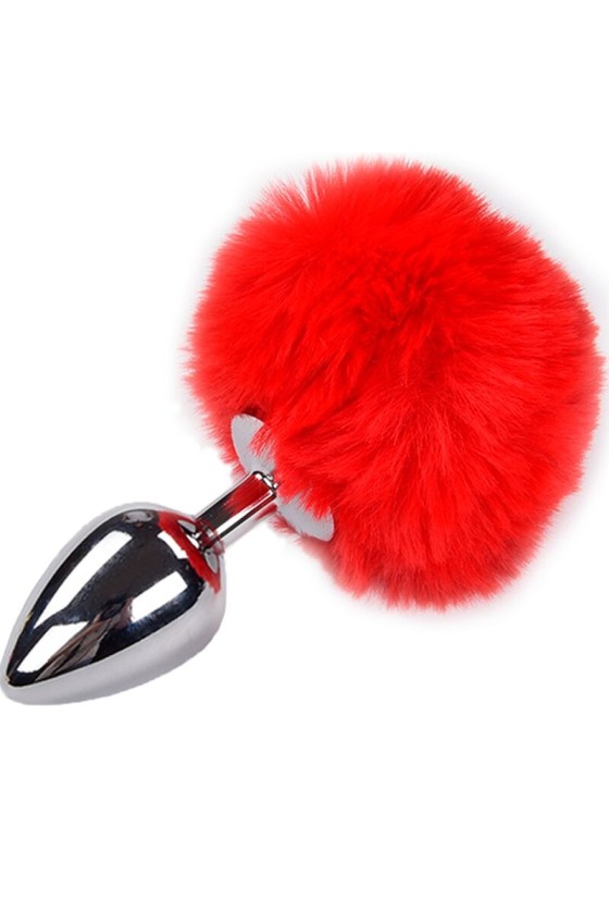 ALIVE - PLUG DE PLAISIR ANAL LISSE MÉTAL FLUFFY ROUGE TAILLE L