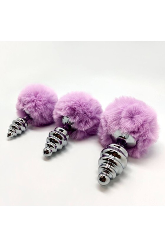 ALIVE - ANAL PLEASURE PLUG SPIRAL METAL FLUFFY VIOLET SIZE L