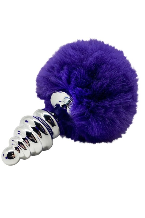 ALIVE - PLUG PIACERE ANALE SPIRALE METALLO FLUFFY VIOLA SCURO TAGLIA S