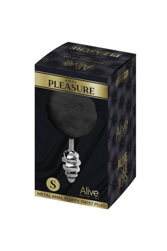 ALIVE - PLUG PIACERE ANALE SPIRALE METALLO FLUFFY NERO TAGLIA S