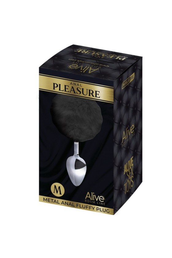 ALIVE - ANAL PLEASURE PLUG SPIRAL METAL FLUFFY BLACK SIZE M