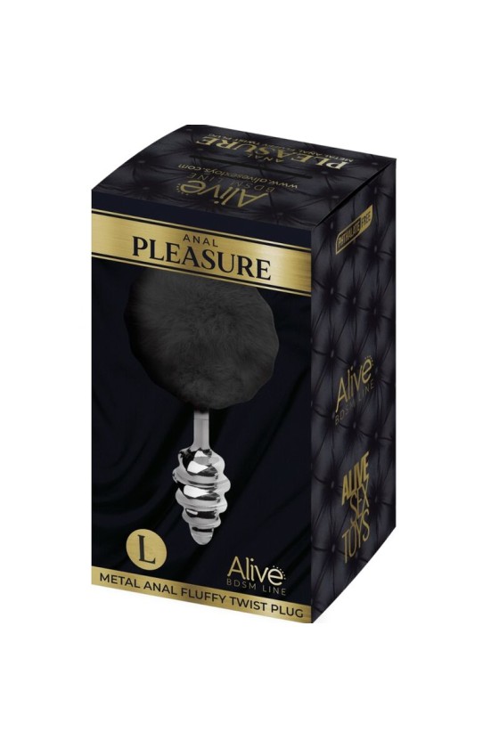 ALIVE - PLUG PIACERE ANALE SPIRALE METALLO FLUFFY NERO TAGLIA L