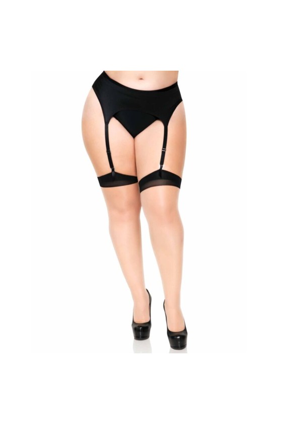 LEG AVENUE - PLUS LYCRA SHEER 2 TONE THIGH HIGH WITH BACKSEAM AND CUBAN HEEL