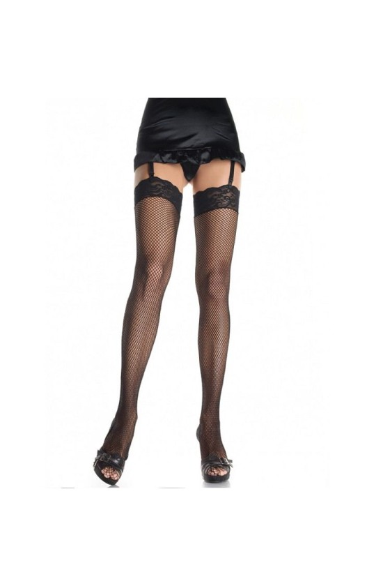 LEG AVENUE - SMALL NET STOCKINGS WITH LACE MODEL 1