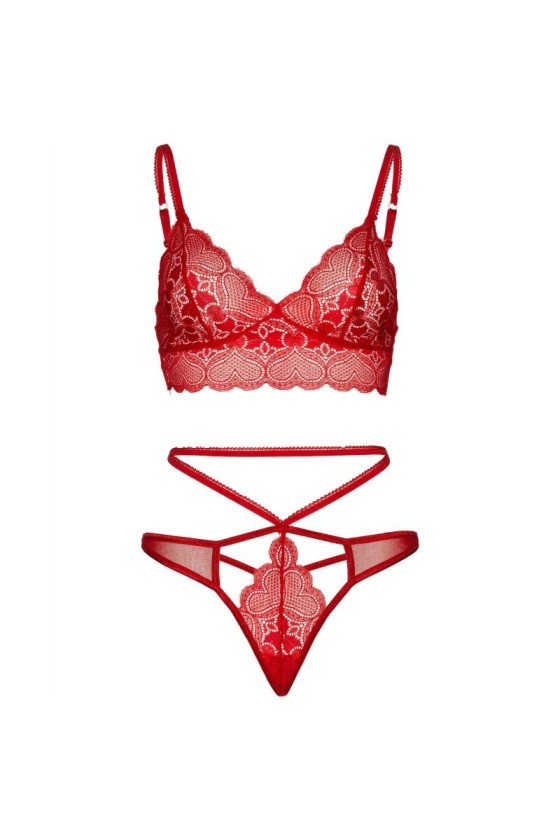 LEG AVENUE - ENSEMBLE 2 PIÈCES BRALETTE ET STRING DENTELLE M/L