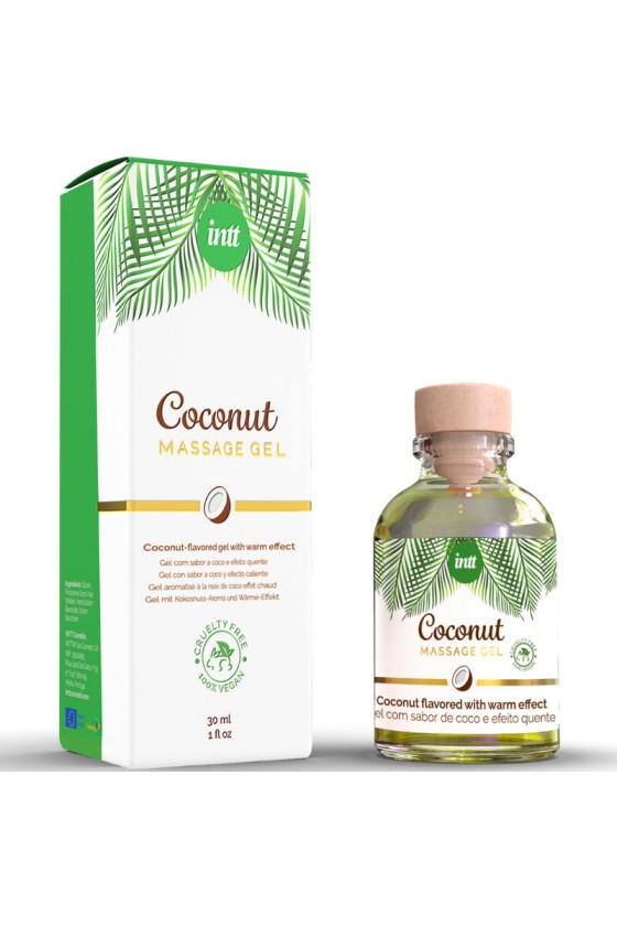 INTT - GEL DA MASSAGGIO VEGANO AL GUSTO DI COCCO ED EFFETTO RISCALDANTE