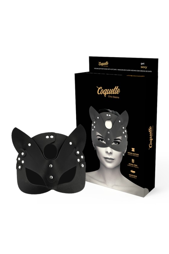 COQUETTE CHIC DESIRE - MASCHERA VEGANA IN PELLE CON ORECCHIE DI GATTO