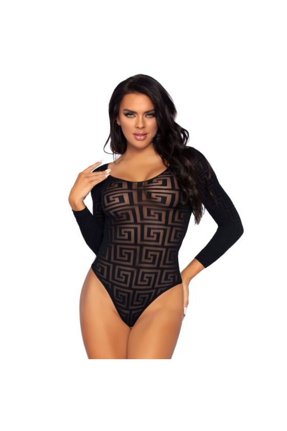 LEG AVENUE - MOSAIC SNAP CROTH BODYSUIT ONE SIZE