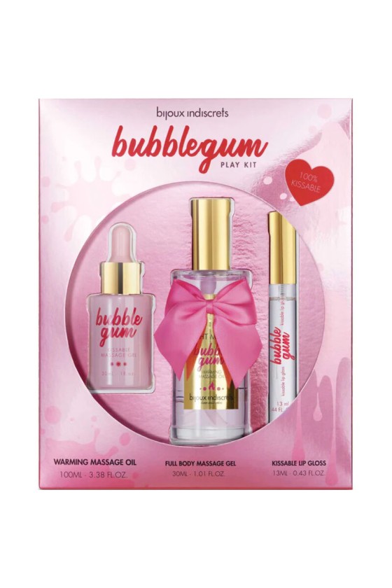 BIJOUX - INDISCRETS BUBBLEGUM PLAY KIT CON BRILLO DE LABIOS EN GEL DE ACEITE