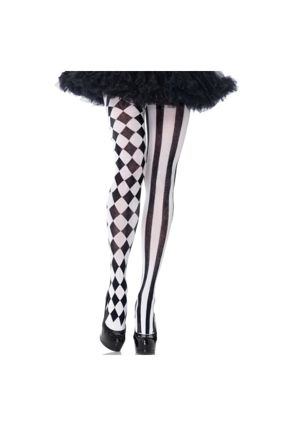 LEG AVENUE - COLLANT ARLECCHINO NERO/BIANCO