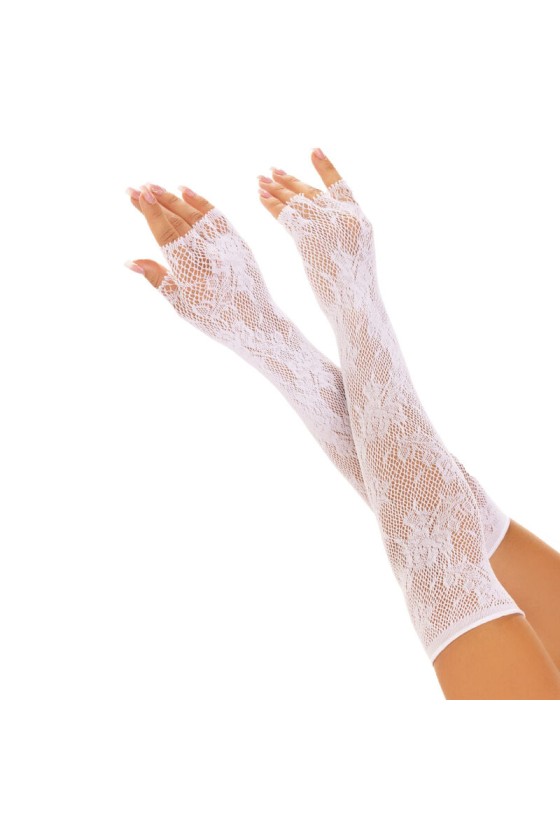 LEG AVENUE - FLORAL NETWORK FINGERLESS GLOVES BLACK