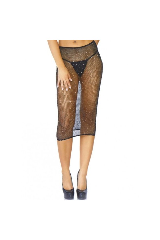 LEG AVENUE - CRYSTALIZED FISHNET MULTIDRESS BLACK O.S