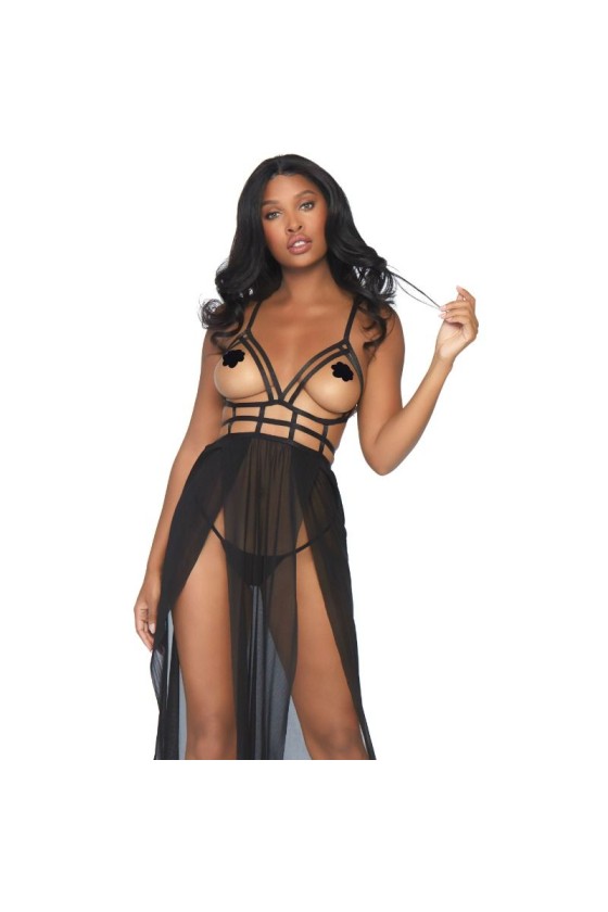 LEG AVENUE - ROBE MAXI CAGE ET STRING S/M